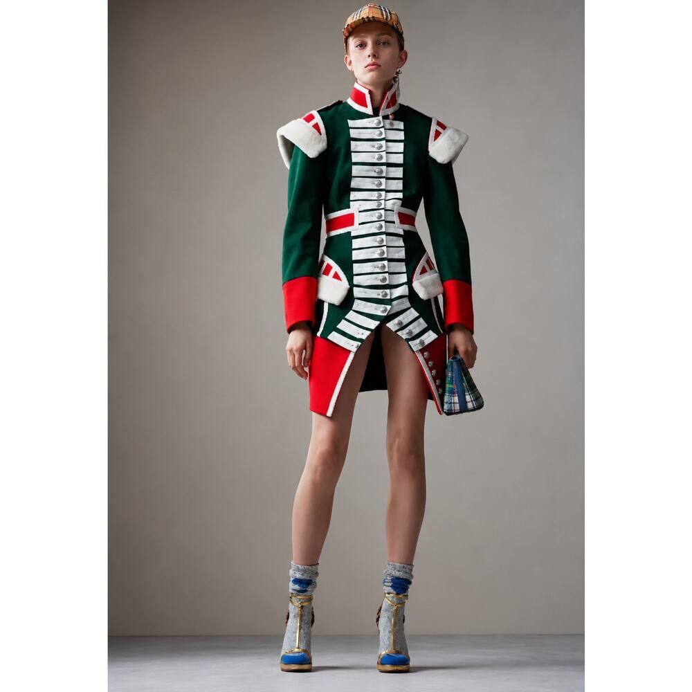 Burberry Runway Military Wool Shearling Coat Jacket Fall 2014 US 8 IT 42 - Picture 2 of 13